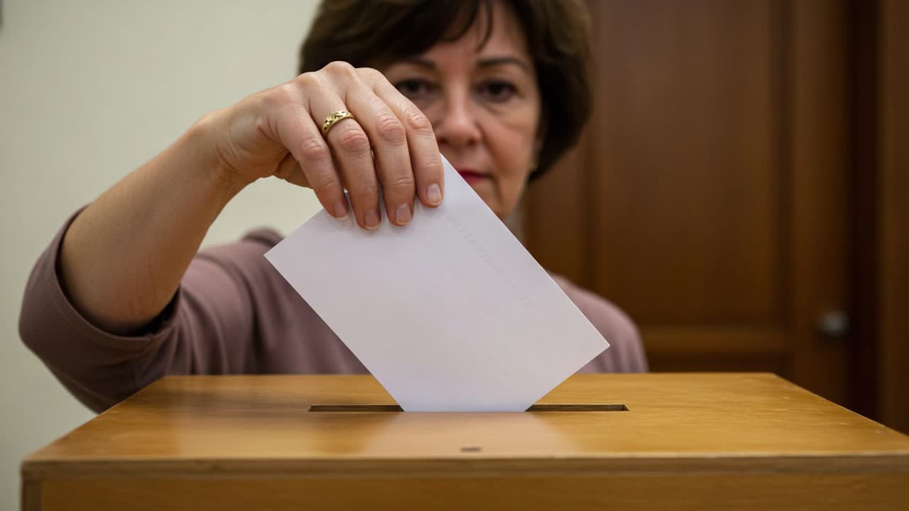 A Voter Engaged in Casting Her Ballot, Highlighting the Importance of Civic Participation and Democratic Processes in a Voting Setup