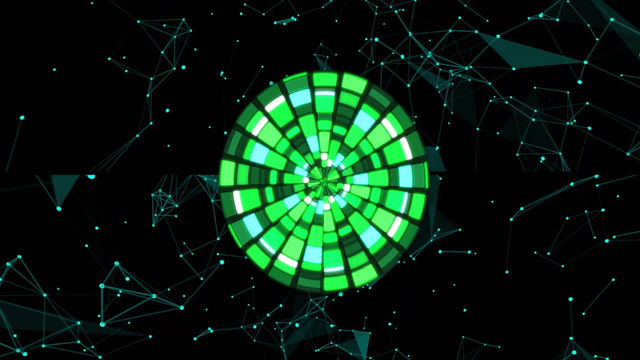 animación de escaneo de alcance verde a través de la red de conexiones