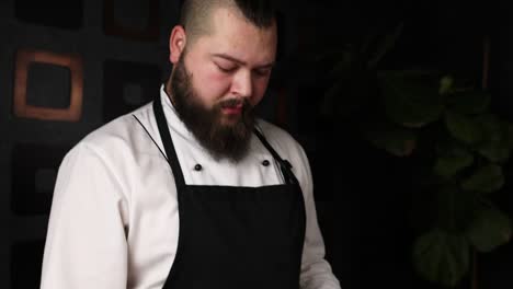 chef preparing raw salmon