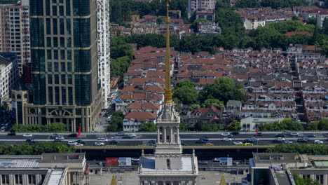timelapse of the shanghai city skyline from a high vantage point