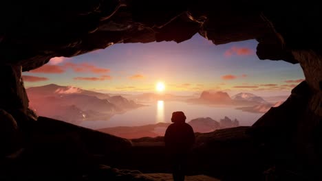 sunrise view from a cave