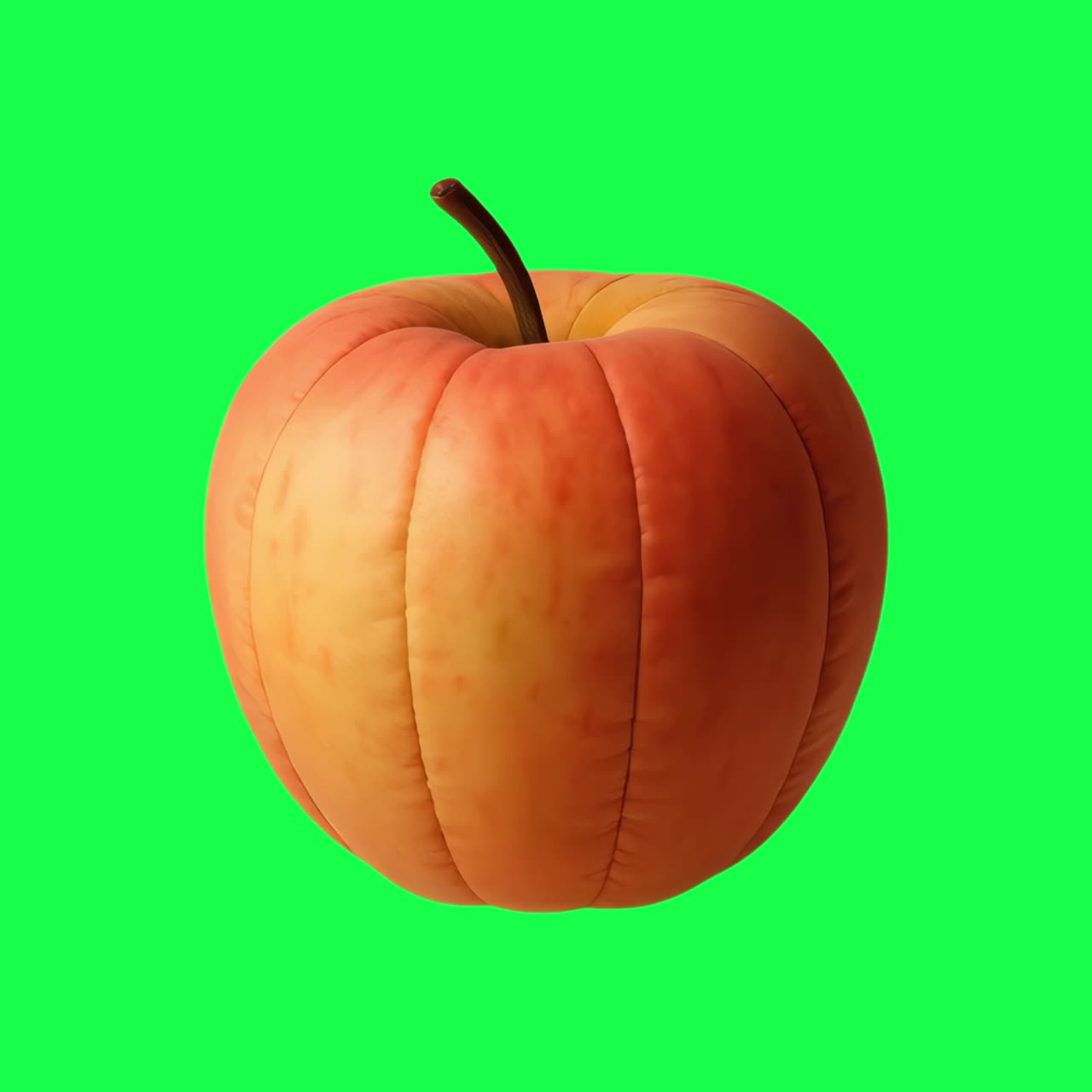 Vibrant realistic pumpkin isolated animation, transparent 4K video, green screen
