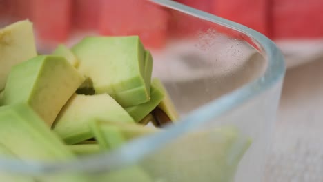 avocado cubes in a bowl