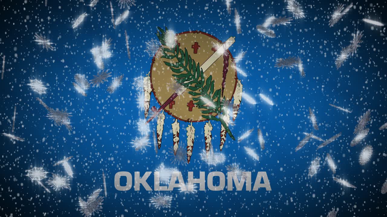 오클라호마 발: 눈이 내리고, 새해와 크리스마스 배경, 루프