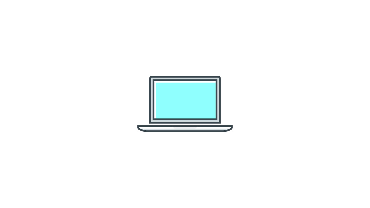 Icona animata di laptop che appare su sfondo bianco