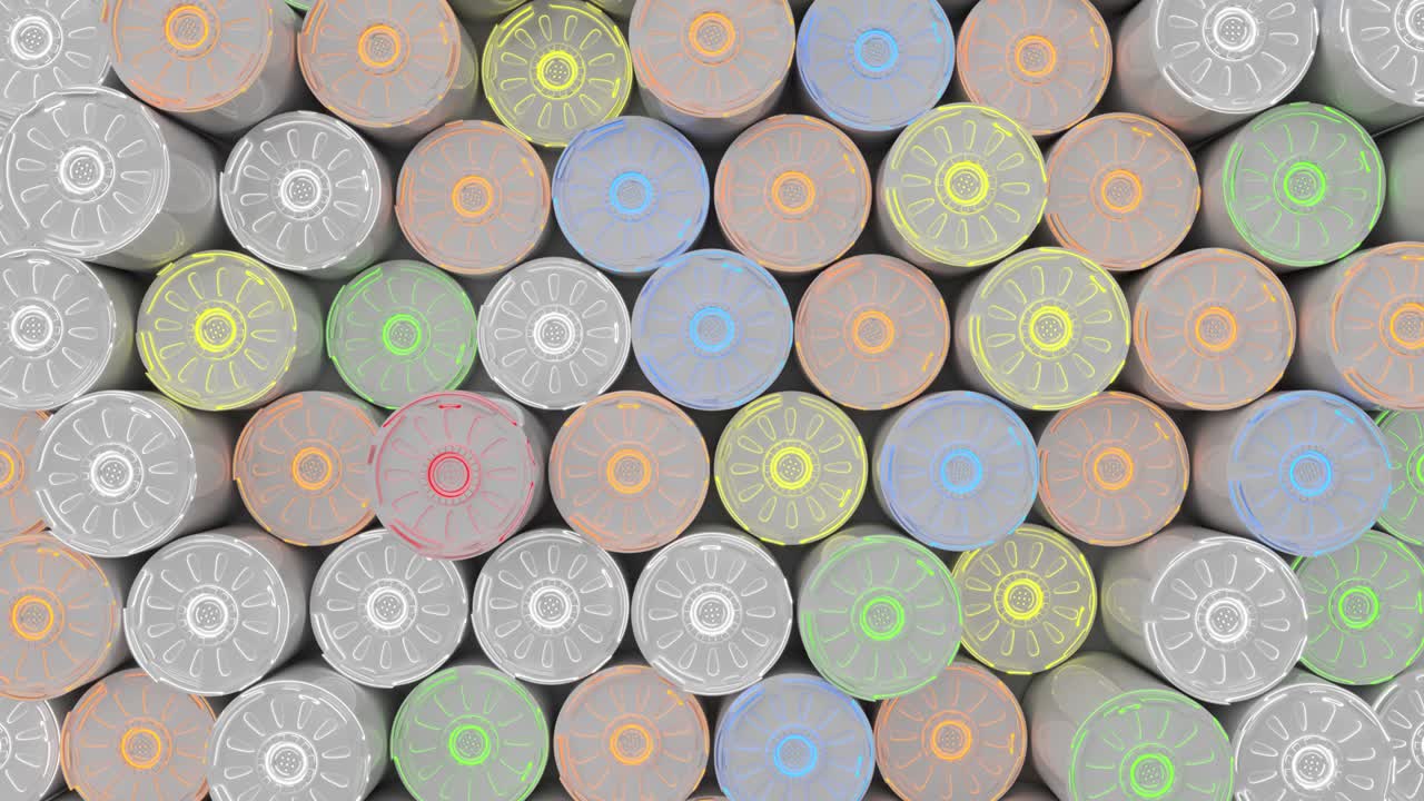 다채로운 빛나는 선을 가진 기술적 배경 루프