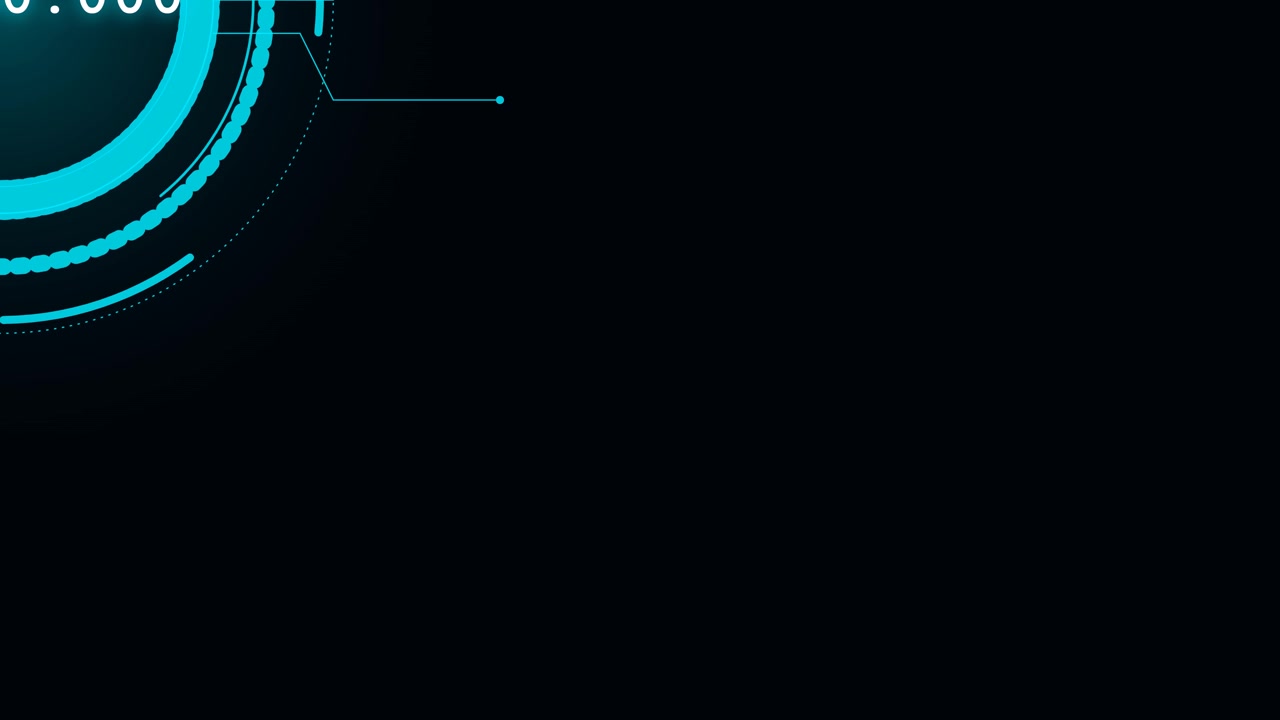 Abstract Digital HUD Interface with Rotating Cyan Circles