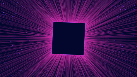 futuristic neon cube with lines in dark galaxy