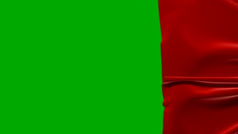 red cloth moving away opening background. abstract waving silk textile transition 3d animation with alpha mask green screen.