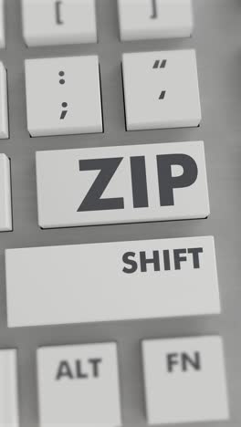 presión del botón zip en el teclado vídeo vertical