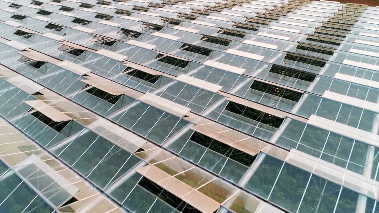 granja verde cubierta con vidrio en el techo 4k