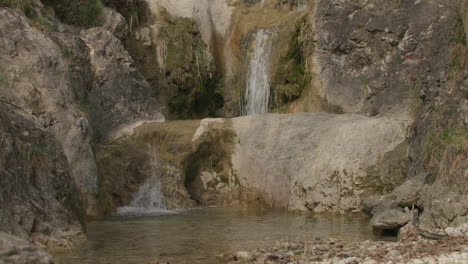 small waterfalls in a canyon in italy, slow motion