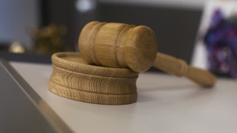 Close-up-of-gavel-on-lectern