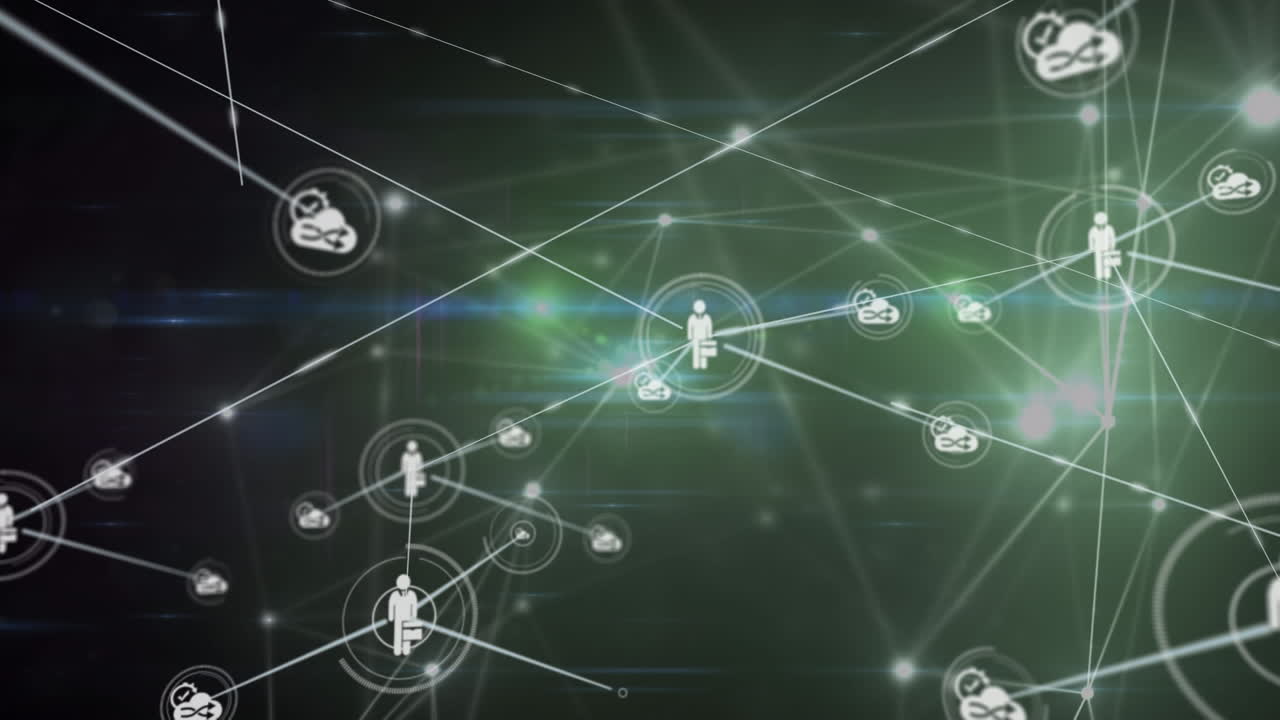 검은 바탕 위의 연결 네트워크의 애니메이션