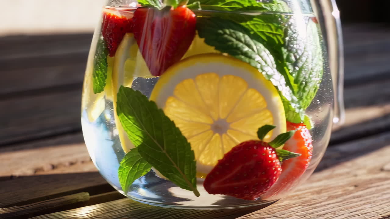Refreshing Lemon, Strawberry, and Mint Infused Water