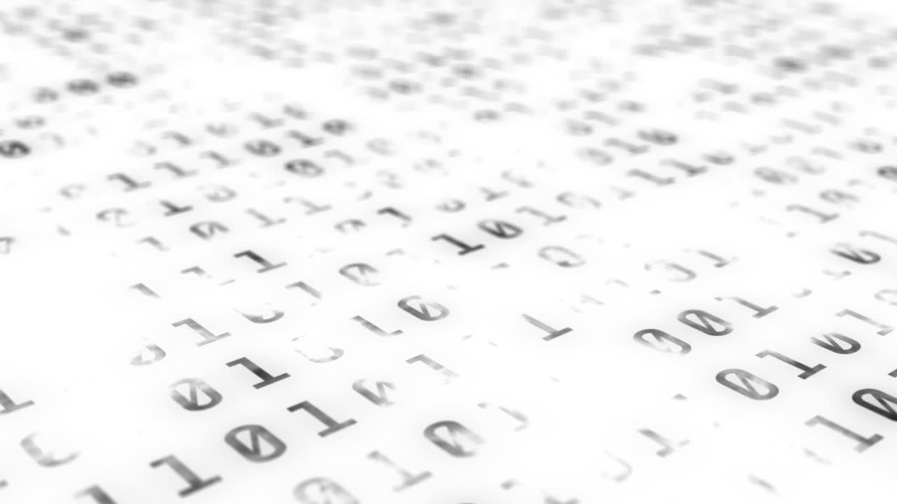 los códigos binarios con fuente de color negro se proyectan sobre un fondo blanco con sombras blancas