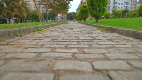 very low angle shot of rotonda old road in thessaloniki