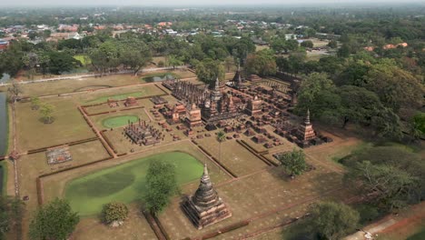 aerial view of sukhothai historical park in thailand