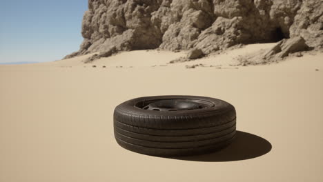 a tire in the desert