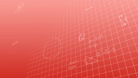 animation of mathematical equations and diagrams on grid pattern against pink background