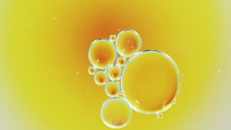 animación de burbujas que se mueven sobre un fondo amarillo con espacio de copia