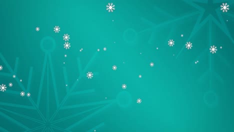 Animation-of-snowflakes-falling-on-green-background