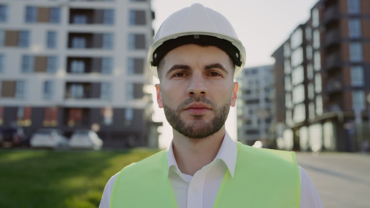 Portrait of a male engineer or construction worker at a building site