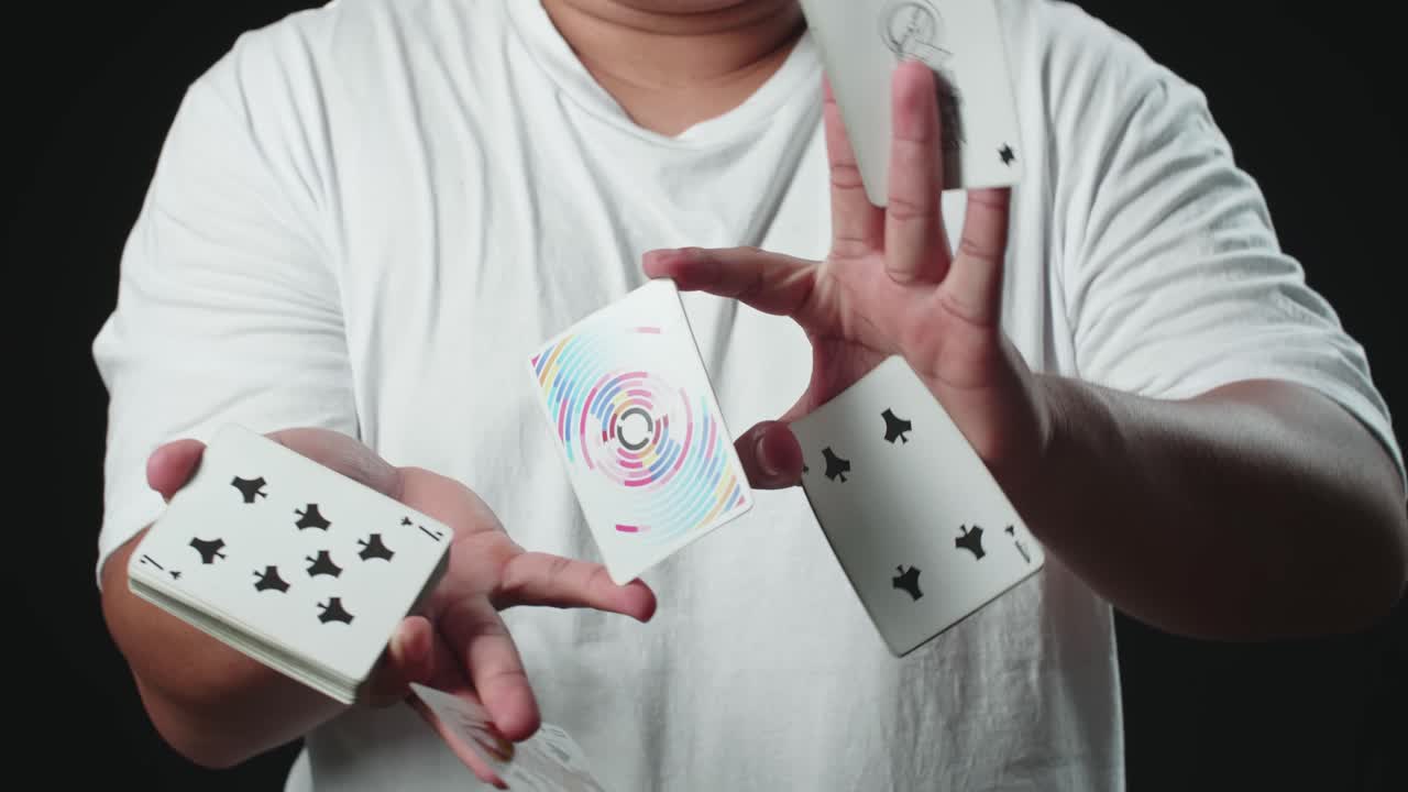 Man Showing His Trick With Usual Cards, Cardistry