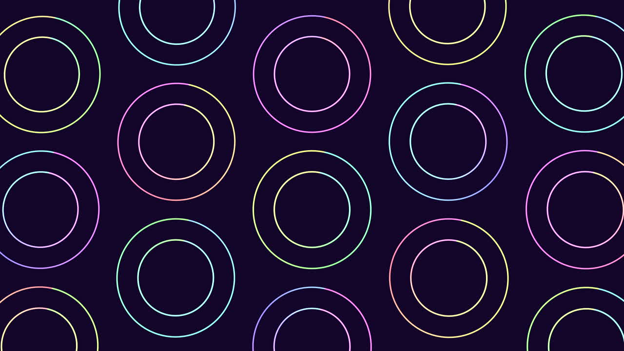 círculos cautivadores patrones vívidos de púrpura y azul sobre un fondo oscuro