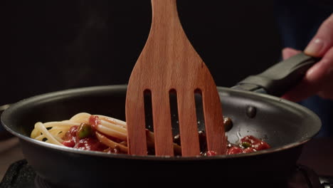 cooking pasta with sauce