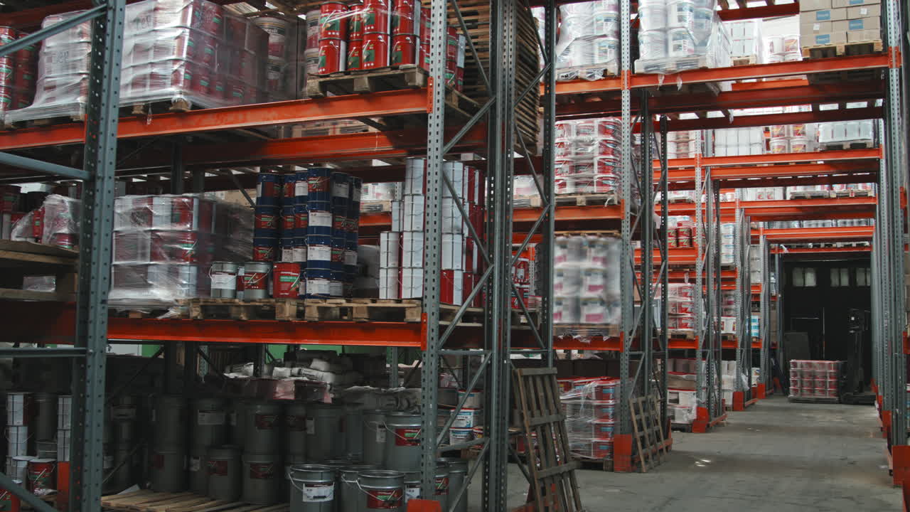 Hardware Store Inventory on Shelves in Warehouse