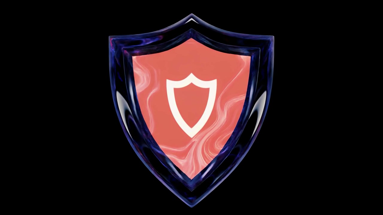 3D Animated Shield Icon with Liquid Texture Effect