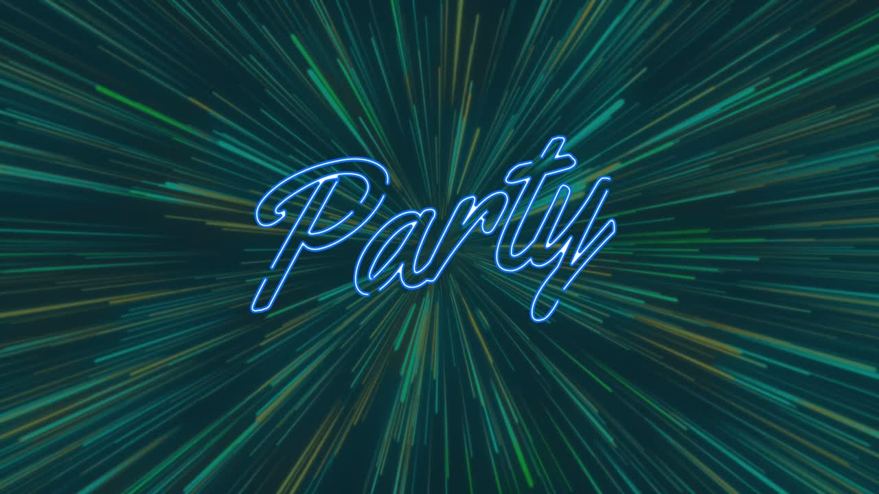 Animation of party text over light trails