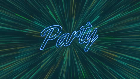 animation of party text over light trails