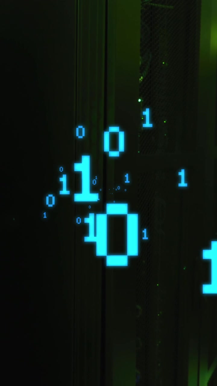 Animation of binary coding data processing over computer servers