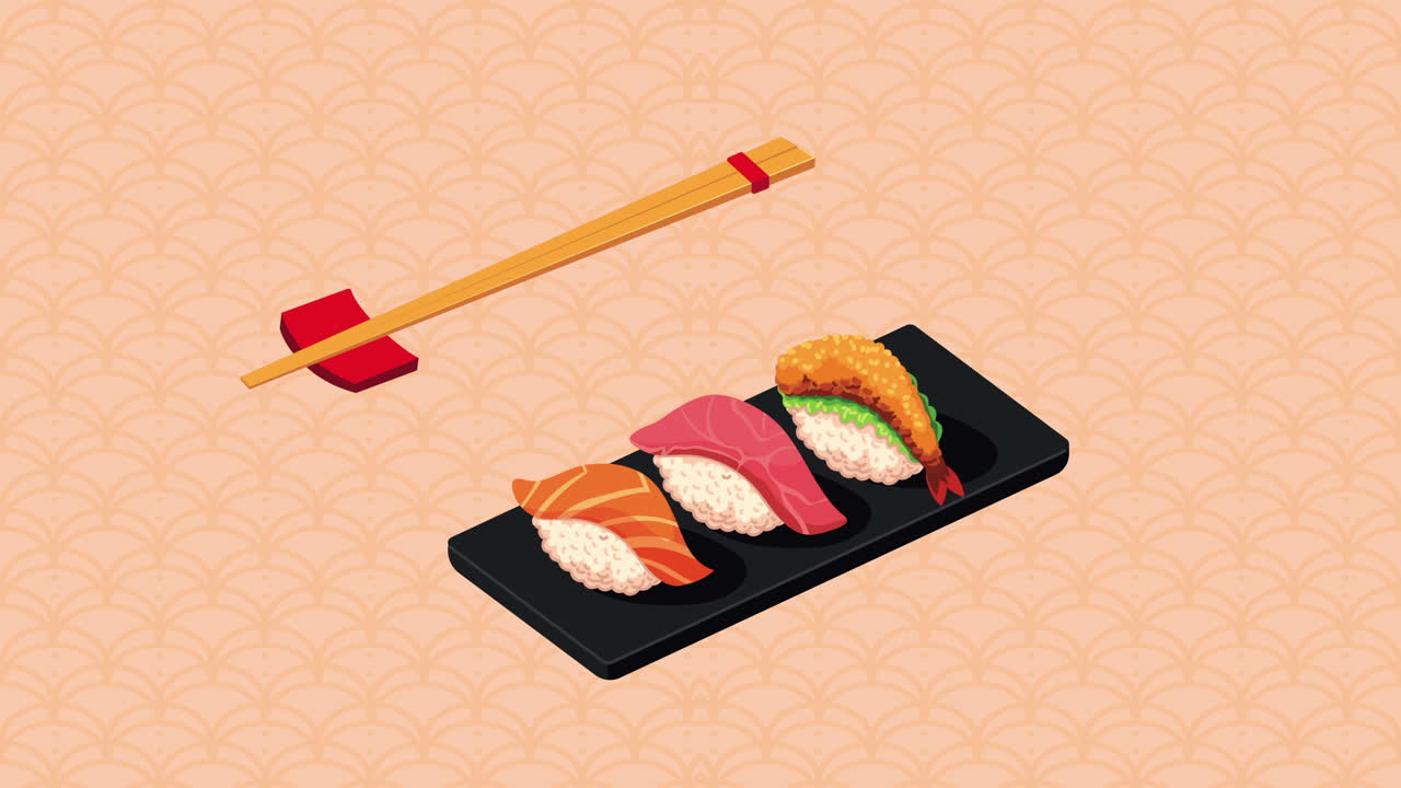 Суши-тарелка с палочками.