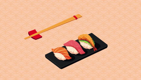 plato de sushi con palillos