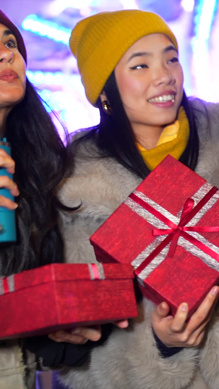 Three Women Exchanging Gifts
