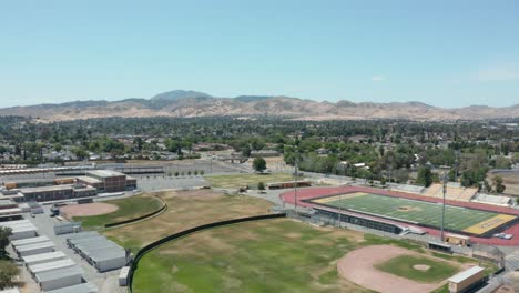 aerial view of antioch high-school suburban neighborhood with highway 4, eastbay area, california