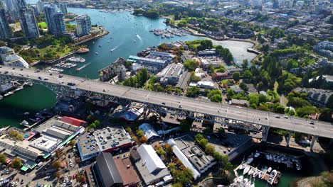 granville bridge and granville island public market in vancouver, canada