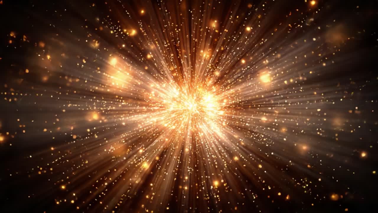 An Awe-Inspiring Explosion of Glimmering Lights: A Mesmerizing Visualization of Radiant Particles and Dynamic Energy in Dark Space