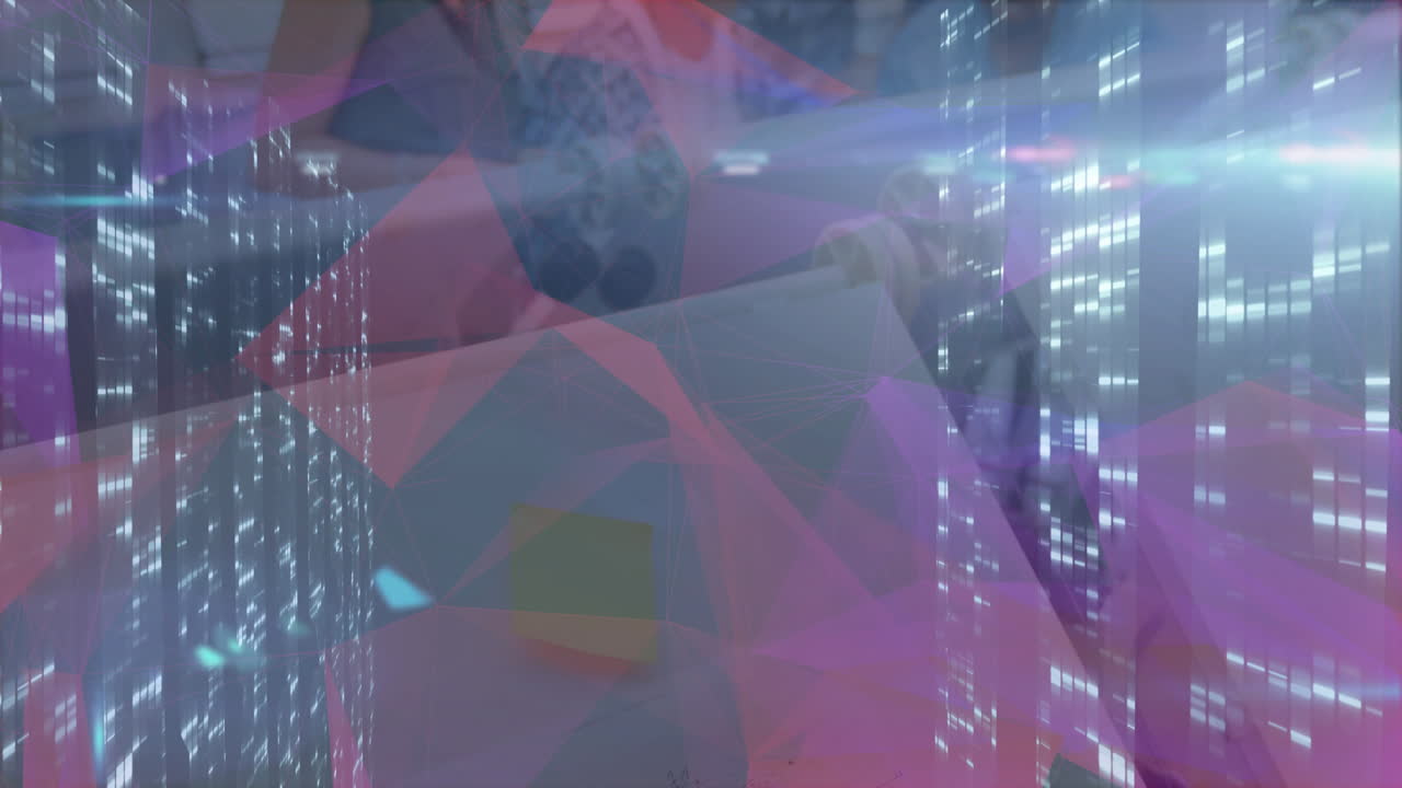 Fashion models posing behind translucent mesh overlay, cityscape lights flashing across skyline