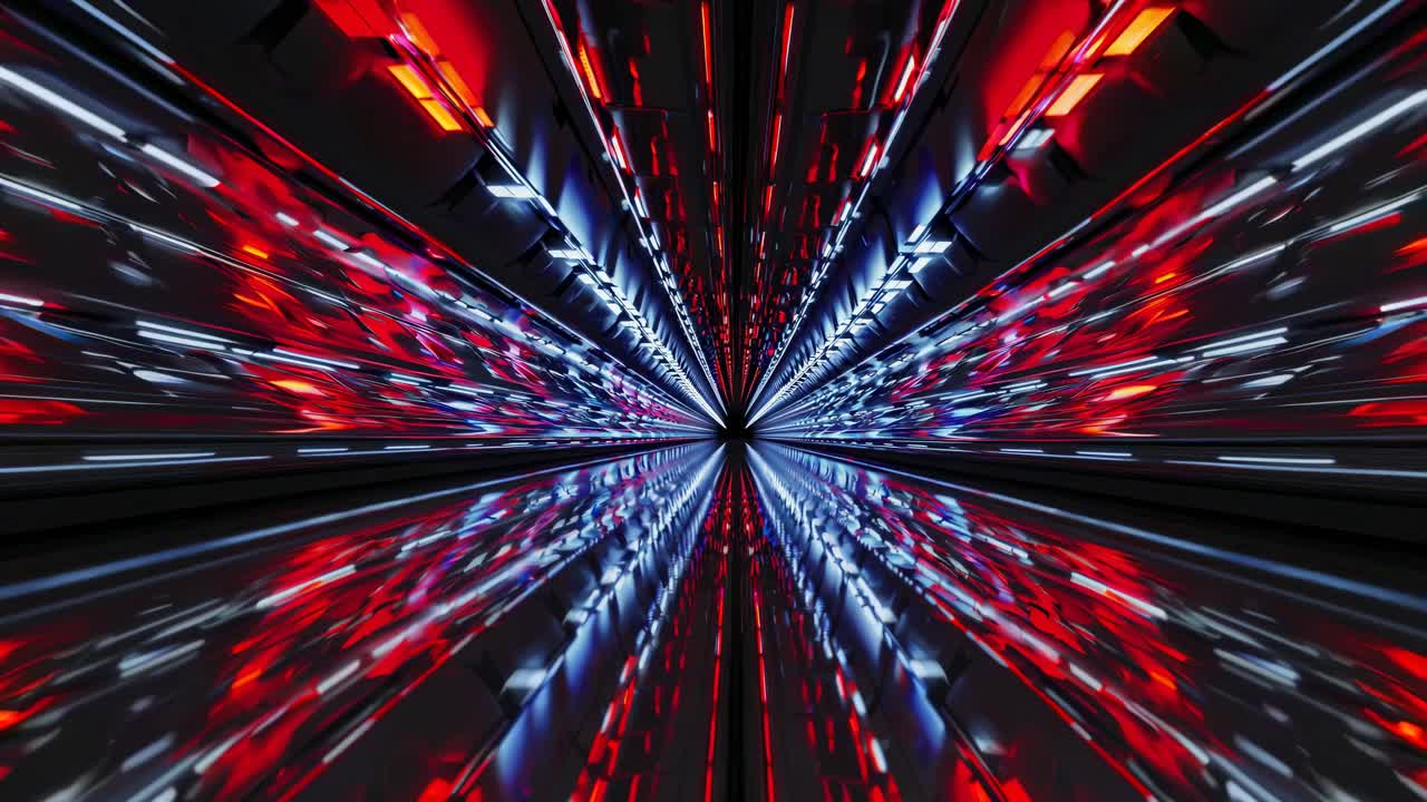 Abstract Futuristic Tunnel with Neon Lights