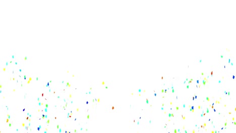 Animation-of-multi-coloured-confetti-falling-over-white-background