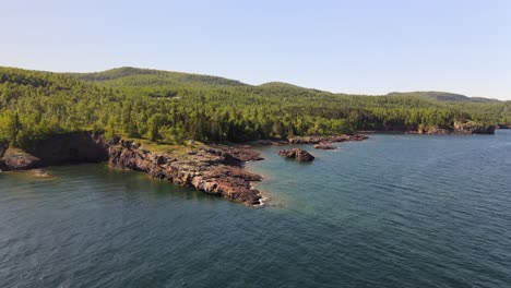 aerial view of minnesota landscape at lake superior's north shore summer sunny afternoon