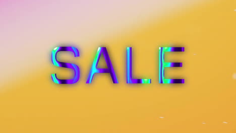 animation of sale text over bubbles and orange shapes