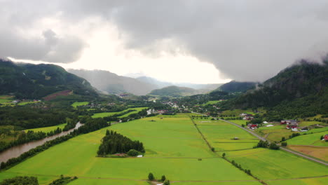 beautiful aerial view of a valley in hemsedal, norway