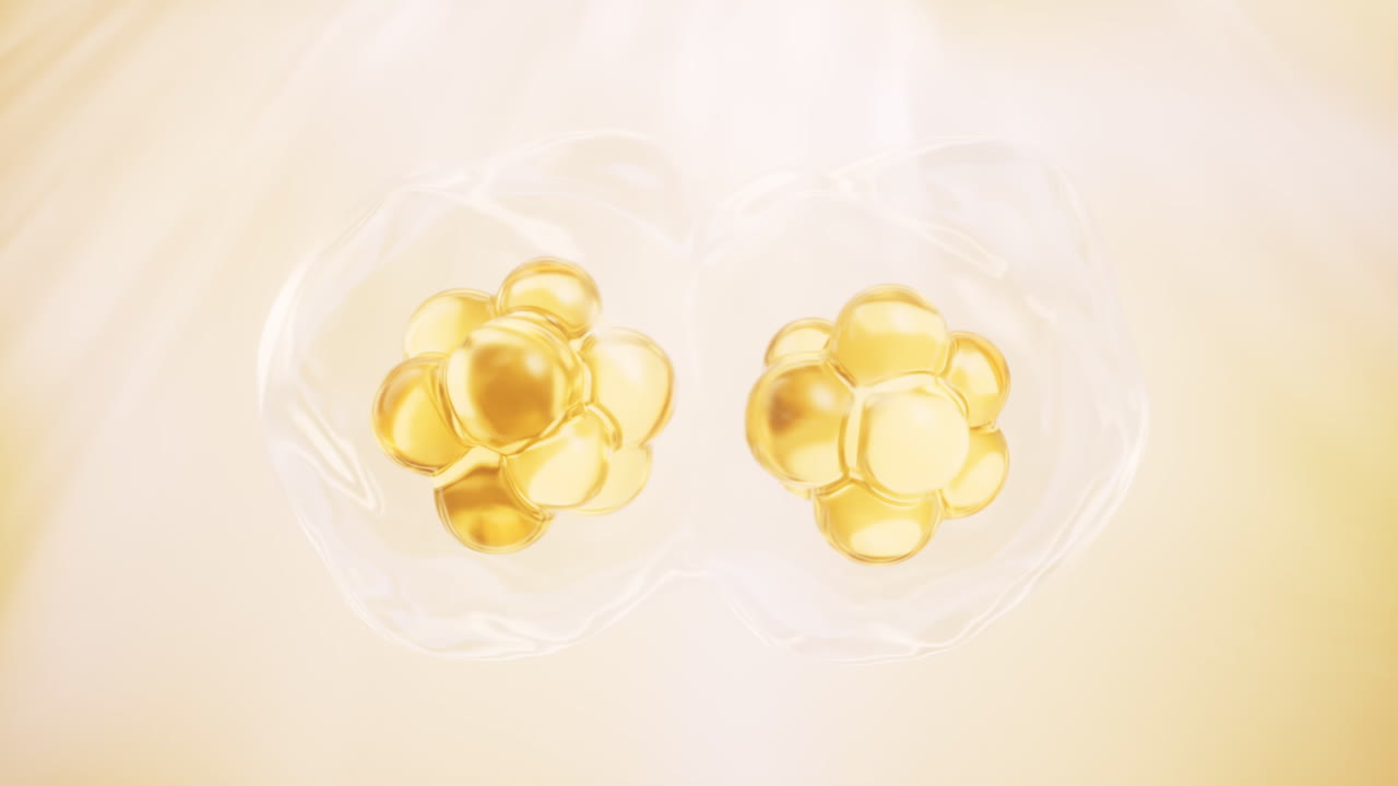 투명한 세포와 생명공학 및 화장품 개념, 3d 렌더링