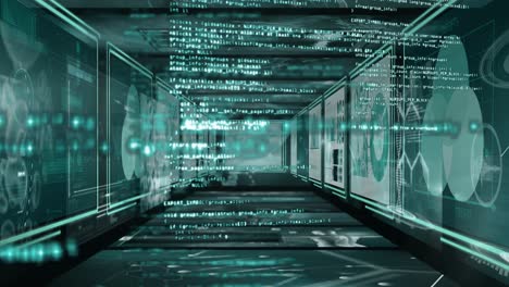 Animation of data processing on black background