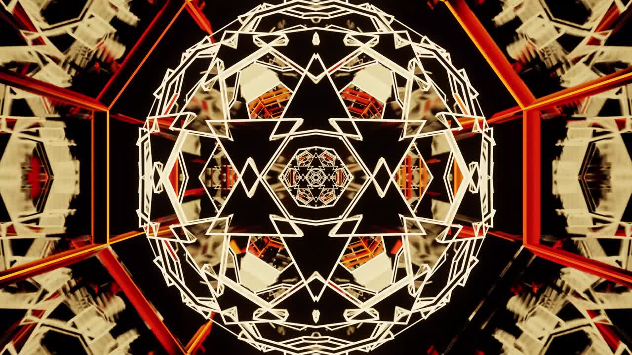 el túnel de bucle de caleidoscopio de oro naranja vj